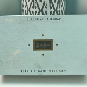 Vintage Neiman Marcus Blue Lilac Bath Soaps Set of 4 Cakes